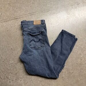 Urban Star Mens Straight Leg Stretch Jeans Dark Wash Blue 36x30 Denim Pants